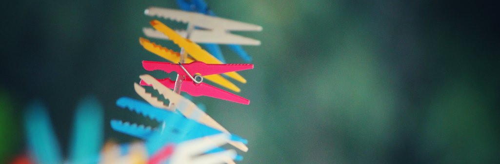 Clothespins hanging on a line