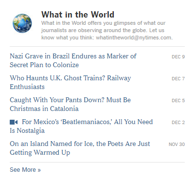 New York Times' right-hand column of article links
