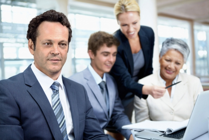 A cheesy stock photo with Vince Vaughn