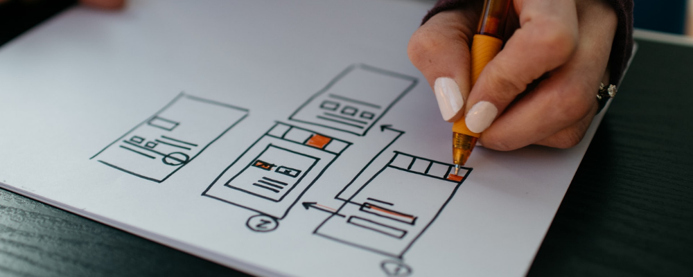 ux designer creating wireframes design thinking