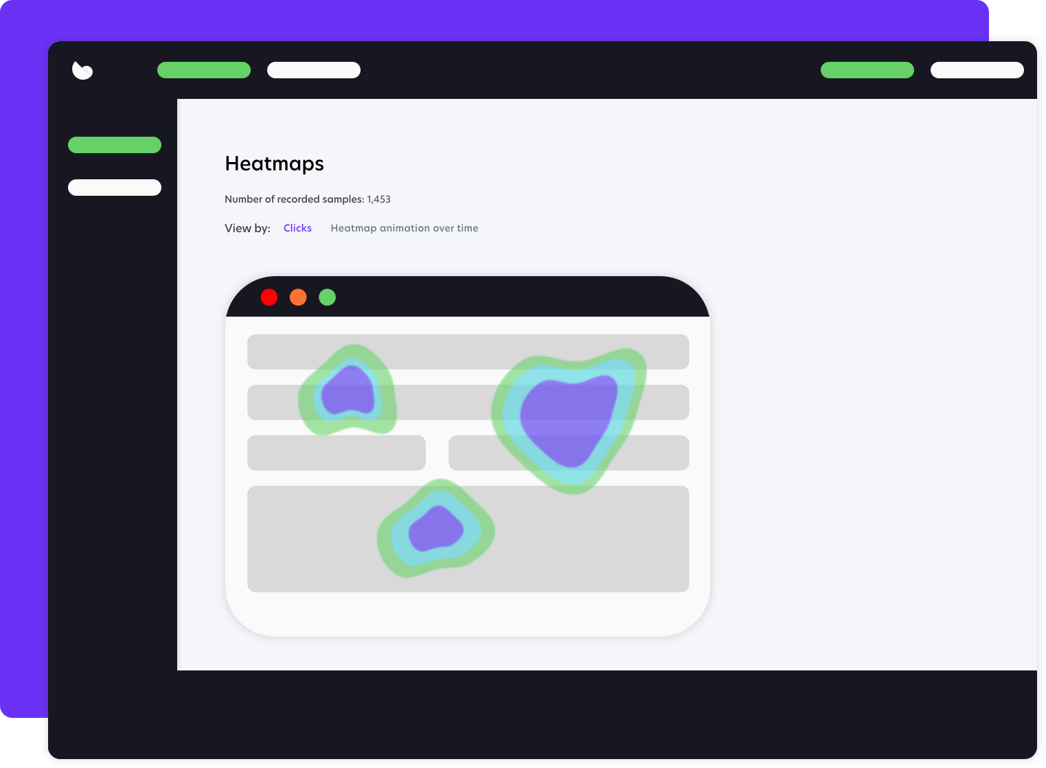 Heatmaps in the Trymata Product Analytics suite