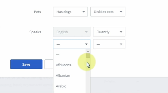 OkCupid's languages dropdown