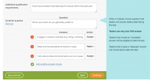 Using both the screener question and the additional qualification requirement together