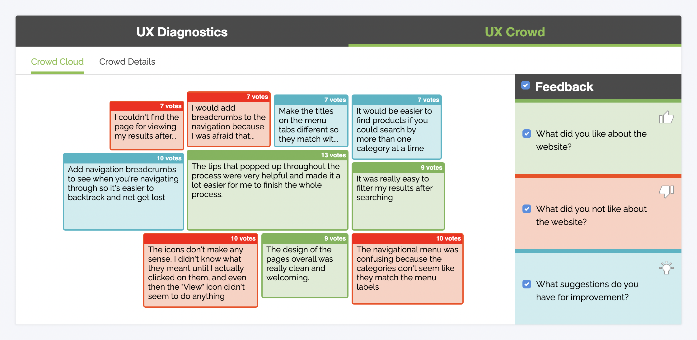 Trymata's UX Crowd feature for crowdsourcing user testing responses